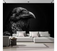 Papel Tapiz Retrato De Perfil De Cuervo Murales, Papel Tapiz Fotográfico Estilo Gótico Oscuro 350x256cm, Negro Fotográfico Para Tapizs Pared Para Dormitorio Habitación Infantil