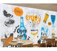 Papel Tapiz Retro De Grano De Madera Pintado A Mano, Graffiti, Copa De Vino, Tienda De Bebidas, Bar, Fondo De Pared, Papel Tapiz De Restaurante Occidental, Mural De Cafetería,3D,150x105cm
