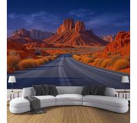 Papel Tapiz Rocas Monument Valley Murales, Estampado Desierto Carretera Mural de Pared Papel Naranja Marrón Fotográfico para Tapiz Pared para TV Sala Estar Dormitorio, 300Anx210Al cm Fotomural