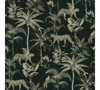 Papel Tapiz De Guepardo / Leopardo Metálico Negro / Dorado RASCH 409031
