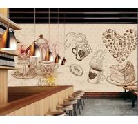 Papel Tapiz Simple Pintado A Mano, Pastel, Café, Tema, Postre, Panadería, Tienda, Té De La Tarde, Cafetería, Mural De Fondo, Papel Tapiz De Restaurante Occidental,3D,350x245cm