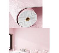 Papel tapiz térmico aislante, adhesivo de pared impermeable de espuma de 5 mm, rollo de espuma de lino for sala de estar.(Pink,25meter)