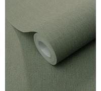 Papel Tapiz Textura De Tela Lavable Unicolor Verde / Dorado Erismann 10437-24