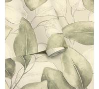 Papel Tapiz Texturizado De Hoja Opulenza Verde Salvia RASCH 659870