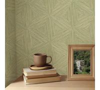Papel Tapiz Texturizado Geométrico Boho Verde RASCH 571288 Diseño Moderno