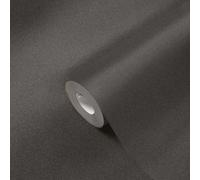 Papel Tapiz Unicolor Con Aspecto De Lino - Marrón, Negro