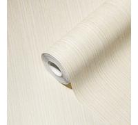 Papel Tapiz Unicolor Marfil Con Estructura De Líneas - Crema