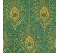 Papel Tapiz Verde Y Teal - Animales Rayas Flores Panel Geométrico Metálico + Más