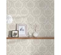 Papel Tapiz Vintage Con Decoración De Flores - Beige, Gris