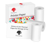 Papel Térmico Imprimible Phomemo 3 Rollos, Papel de 53 mm Compatible con Las Impresoras de Etiquetas Térmicas Phomemo M832/M834/M03/M04S/M04AS, 6.5 M/Rollo