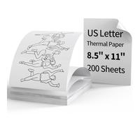 Papel térmico, papel de impresión continua de 8.5 x 11 pulgadas, papel térmico de cartas, 200 hojas. Compatible con impresora térmica portátil A4 y otras impresoras de letras de Estados Unidos. Papel
