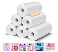 Papel térmico para cámaras de impresión instantánea para niños, 6 rollos, papel de impresora térmica blanco, papel de impresión cero tinta para cámara de niños, fácil de reemplazar, adecuado para