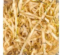 Papel triturado para cajas de regalo, Papel de seda triturado, arrugado, metalizado y brillante, multicolor, 50 g-100 g, paquete 2-4(Light Brown Goden,100g*4Pack)