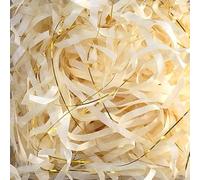 Papel triturado para cajas de regalo, Papel de seda triturado, arrugado, metalizado y brillante, multicolor, 50 g-100 g, paquete 2-4(Khaki Golden,50g*2Pack)