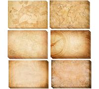 Papel vintage pergamino mapas, 110g/m², Surtido 30 hojas A4, Antiguo envejecido, Mapa del tesoro, Doble cara, para Escribir y imprimir, Manualidades, recortes, scrapbook