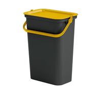 Papelera 10l con asa (cubo negro-tapa ámbar)