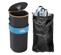 Papelera 120L con Tapa y Bolsa Interior,Interior&Exterior,Papelera de Reciclaje Grande con Tapa,Papelera de Cocina Grande,Cesto Plegable para ropa Sucia,Papelera de Reciclaje para Botellas