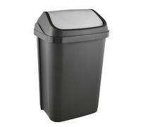 keeeper Papelera Swantje 25 l con tapa abatible plástico duro para hogar y oficina Gris (Graphite)