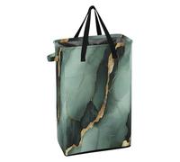 Papelera alta con asa resistente, cestas altas para ropa sucia impermeable para niños y niñas, para la universidad, mármol salvia, verde negro
