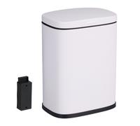 Relaxdays Papelera Baño Pared, Cubo Basura WC y Aseo, 3 L, Tapa Cierre Suave, Bote Interior, Metal, Cuadrada, Blanco, Plástico, Hierro