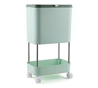 Papelera Cocina Cubo De Basura Plástico Con Ruedas Botes De Basura Con 2 Compartimentos Contenedores De Basura Rectangulares Baño, Dormitorio, Sala De Estar De La Oficina ( Color : /Green , Size : 2 T