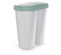 Prosperplast Keden Compacta R Duo 40 L Cubo de Basura de Plástico con Marco, Dos Tapas Independientes, Separación Higiénica de Residuos, para Oficina o Hogar (verde/ceniza)