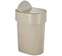 Papelera con tapa abatible, resina termoplástica, beige, 15x21x34 cm