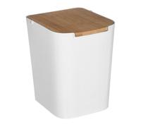 Papelera con tapa de bambú naturéo 5l blanca - cubo con tapa, polipropileno, bambú, dimensiones 18.3x24.4x22.4 cm - 5five