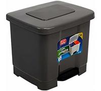 Papelera contenedor plasticforte plastico con pedal 2 compartimentos 35 litros gris oscuro