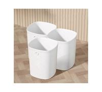 Papelera cuadrada sin tapa, material plástico, apto para el hogar, cocina, oficina, papelera grande y pequeña, 3 paquetes, blanco/gris/verde/beige (blanco, pequeño)