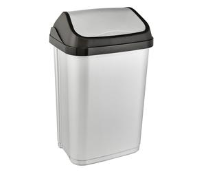 Papelera cubo de basura con tapa giratoria de 25 l color plata claro Keeeper