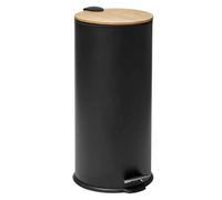 Papelera de Baño Cubo Pedal 20L con Tapa de Bambú Negro