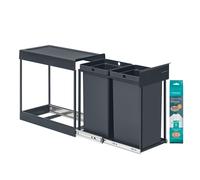 Papelera de Cocina para Reciclaje y Residuos 2 x 15 L Gris