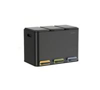 Papelera de Cocina Triple 3 x 15 L con Pedales Negro Tinta