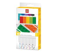 Papelera de diseño icónico de LEGO, paquete de 10 marcadores: creativo bolígrafo de gel de secado rápido con placa LEGO - juego de 10 colores, 0.7 mm - instrumento de escritura de oficina