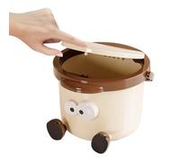 Papelera De Escritorio - Cesta Portátil Con Tapa A Presión, Bandeja De Mesa Pequeña Cerrada | Diseño De Dibujos Animados Para Habitación Infantil | Mini Basura Espaciosa Para Oficina Sala
