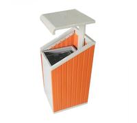 Papelera de exterior, papelera, papelera de reciclaje, contenedor de basura vertical con tapa, grande, comercial, con 2 paneles de madera de plástico y cubo interior extraíble, moderna, de metal for u