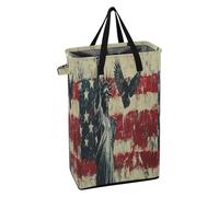 Papelera de lavandería con asa resistente, cesta delgada para ropa de ropa para adolescentes, para la universidad, Estados Unidos, bandera del día de los presidentes y Lady Liberty