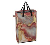 Papelera de lavandería con asa resistente, cesta plegable para ropa para niños, para clóset, mármol, rojo neutro