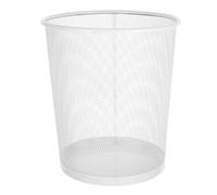 Papelera de Mesa Redonda de Hierro Blanco, Elegante y Multifuncional | Malla Circular, Gran Apertura, Uso Doméstico Escritorio, Diseño Simple, para Oficina