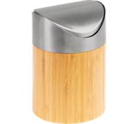 Westmark Cubo de basura de mesa, tapa basculante, inserto de plástico, capacidad: aprox. 0,8 litros, diámetro de 12 cm, bambú, acero inoxidable y plástico, tapas + amigos, marrón claro/plata/blanco