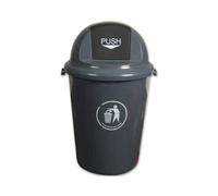 Papelera De Plastico 80 Litros Con Cabecera Redonda Gris