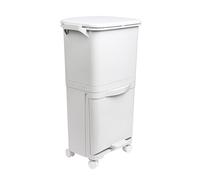 Papelera de reciclaje de clasificación selectiva con pedal, ruedas y asa de doble compartimentos de 38l (24l + 14l). 45 cm