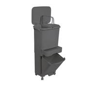 Papelera de reciclaje de clasificación selectiva con pedal, ruedas y asa de triple compartimento de 42L (24L + 4L + 14L) gris antracita