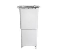 Papelera de reciclaje de clasificación selectiva con pedal, ruedas y asa de triple compartimento de 42l (24l + 4l + 14l). 32 cm