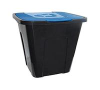 Papelera de reciclaje en polipropileno, con tapa, 50 litros, 36,5X37X55,5 tapa azul