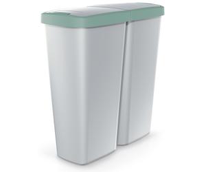 Papelera Duo gris/verde 50L 55x25x57cm