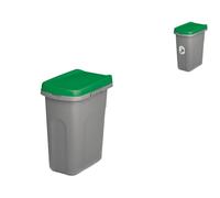 Papelera Ecosystem 15 Litros Tapa Verde Gris Stefanplast