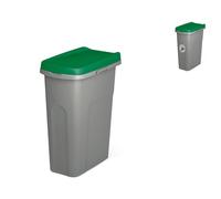 Papelera Ecosystem 25 Litros Tapa Verde Gris Stefanplast