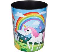 Papelera estampada, 13 litros, cubo de basura, perfecta para el dormitorio infantil, redonda, plástico resistente, color unicornio
